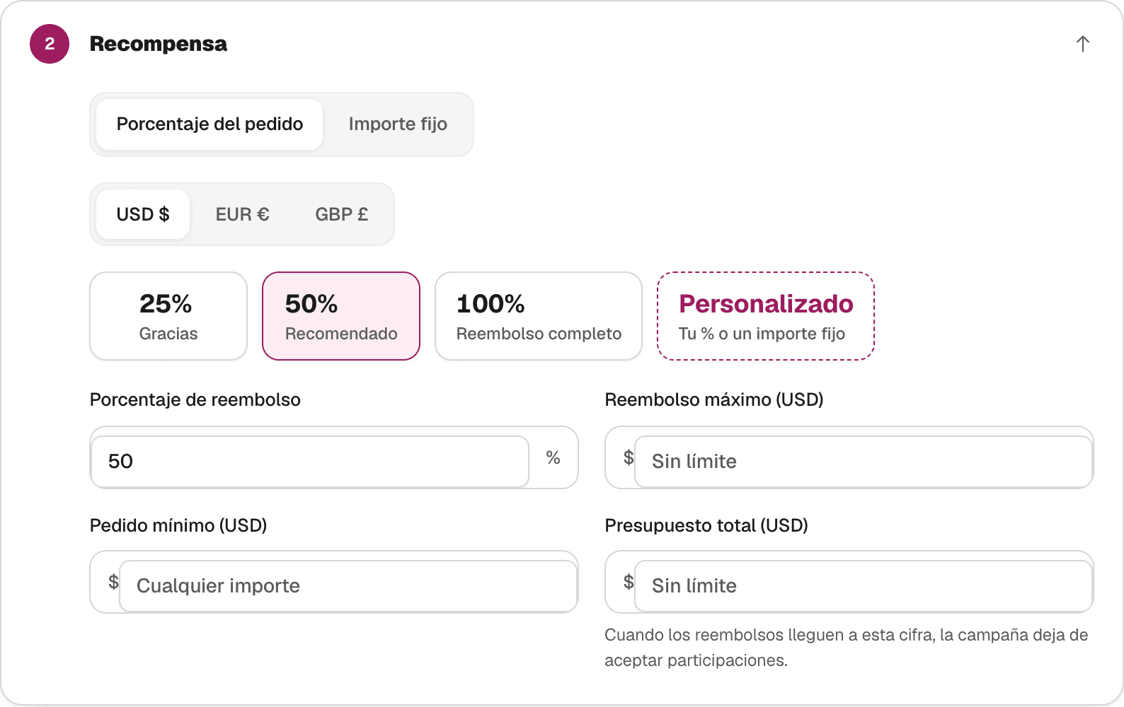 La recompensa que elijas